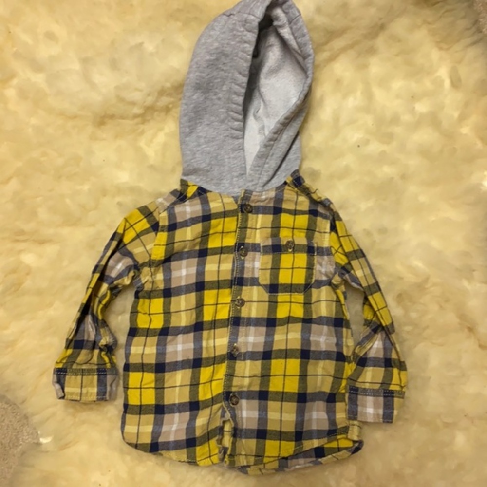 Carters hoodie hooded button up flannel shirt